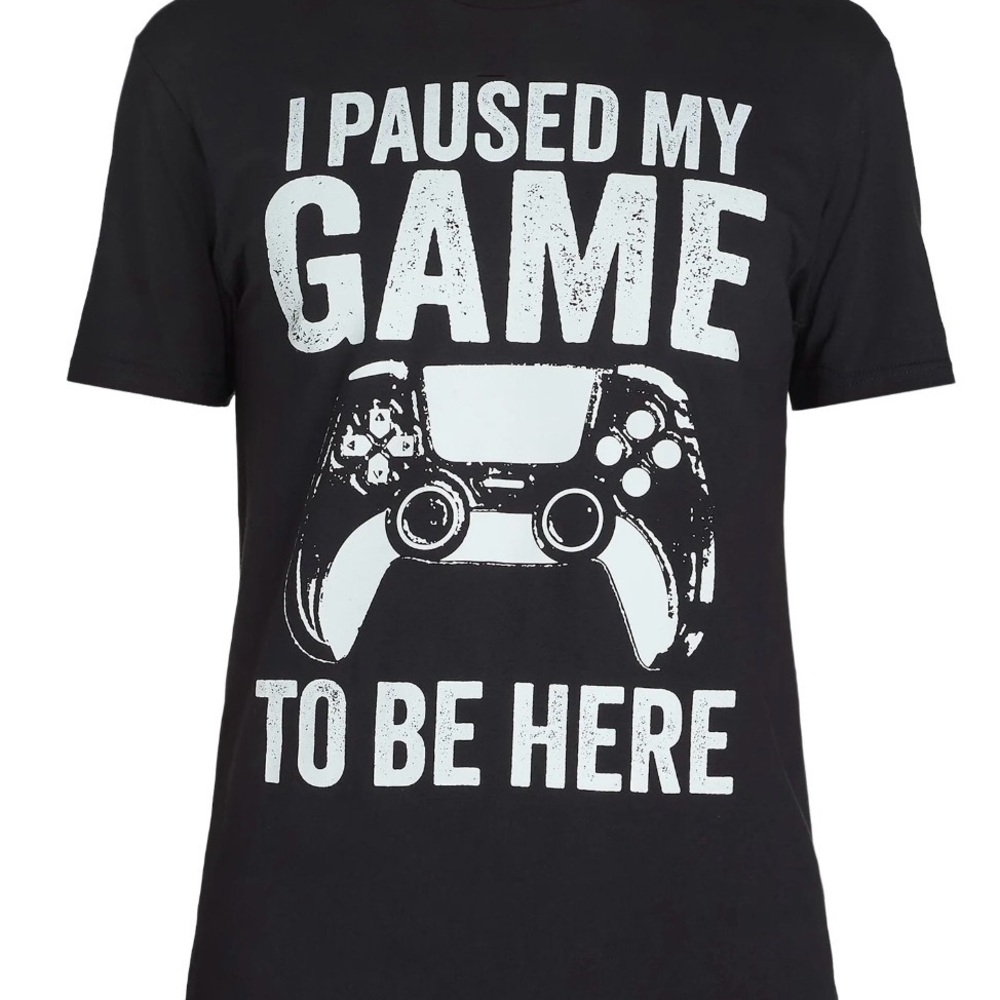 Paused My Game Men's & Big Men's Graphic Tee with Short Sleeves, size M
